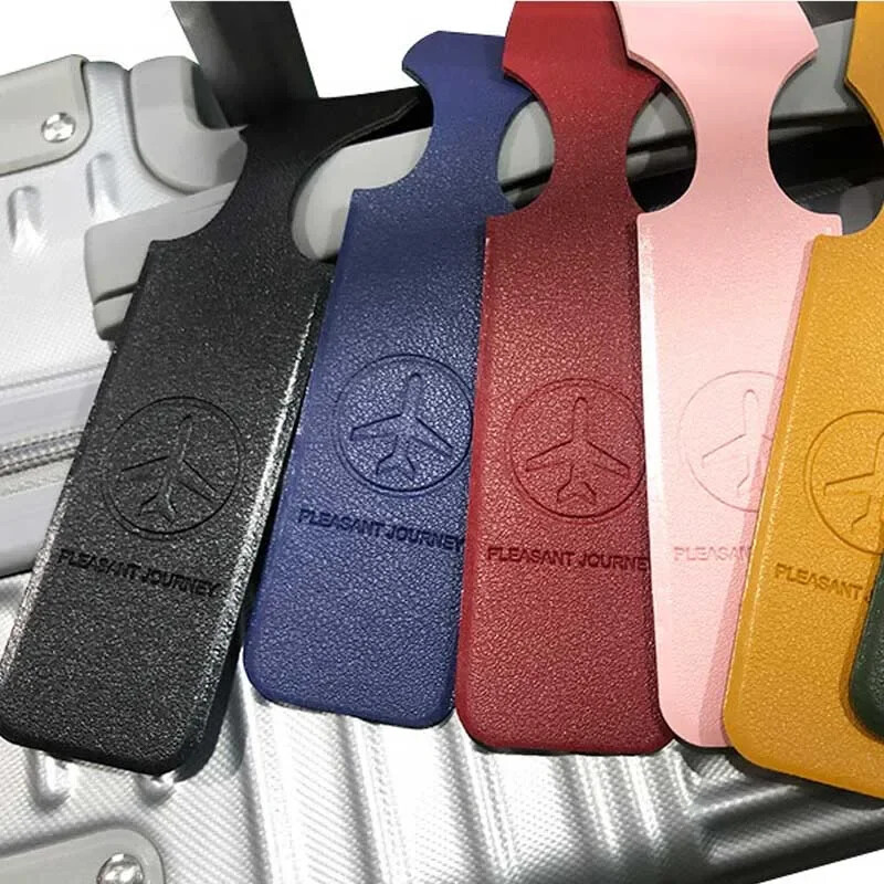 1x PU bőr poggyászcímke hordozható bőrönd azonosító címke poggyász beszállótáska címke név azonosító cím tartó utazási kiegészítők