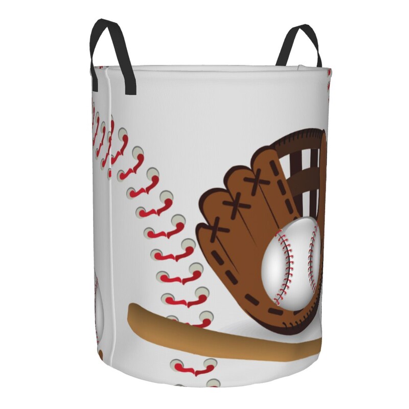 Sulankstomas skalbinių krepšelis beisbolo mėgėjo raštas nešvarių drabužių laikymo kibiras Drabužių spinta Drabužių organizatorius kliūtis