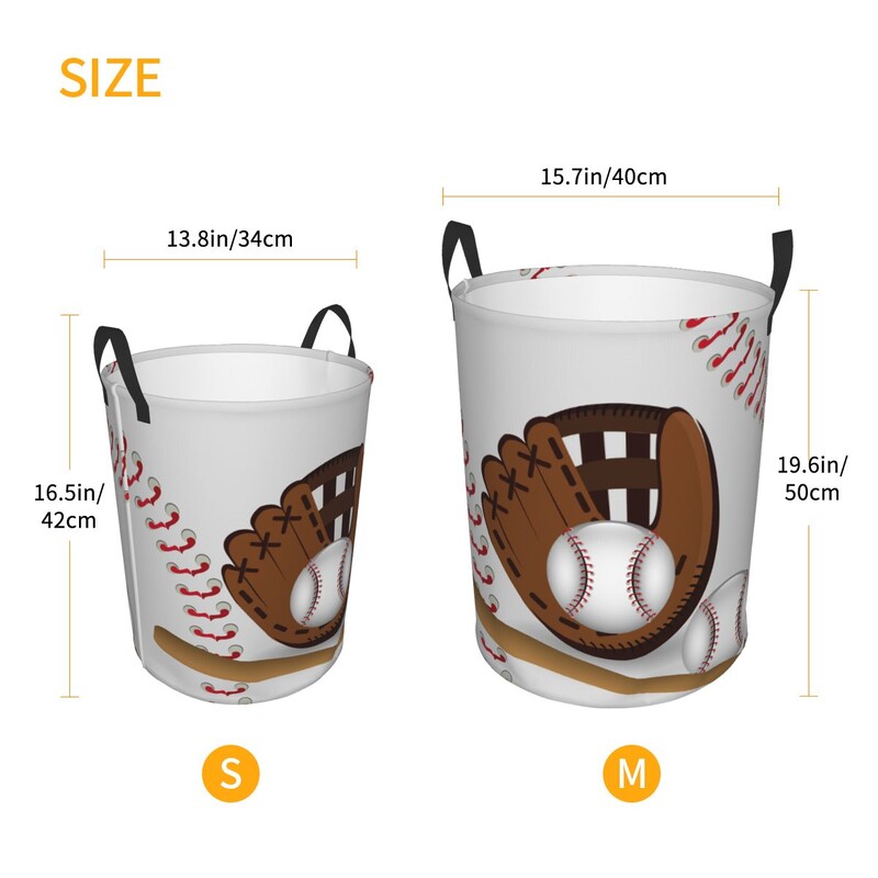 Sulankstomas skalbinių krepšelis beisbolo mėgėjo raštas nešvarių drabužių laikymo kibiras Drabužių spinta Drabužių organizatorius kliūtis