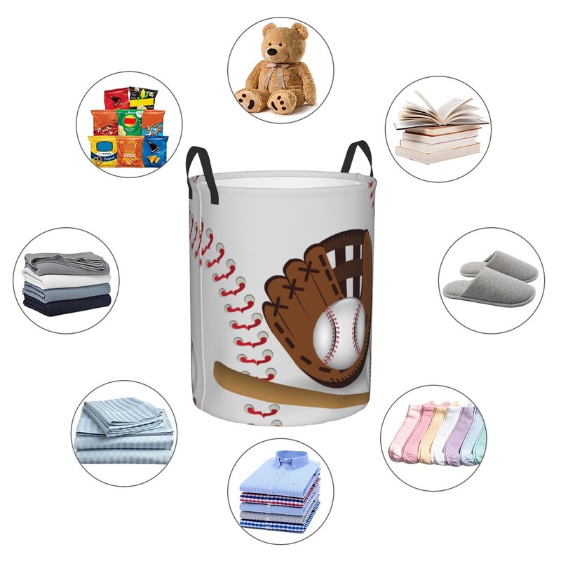 Sulankstomas skalbinių krepšelis beisbolo mėgėjo raštas nešvarių drabužių laikymo kibiras Drabužių spinta Drabužių organizatorius kliūtis