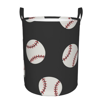 Sulankstomas skalbinių krepšelis beisbolo raštas apvalus laikymo dėžė, didelė kliūtis sulankstoma drabužių kibiras