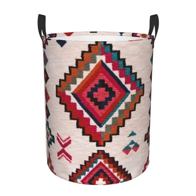 Austrumu tradicionālā lauku māja senlaicīgs bohēmijas stila veļas grozs Boho apģērbu rotaļlietu glabāšanas tvertne bērnudārzam