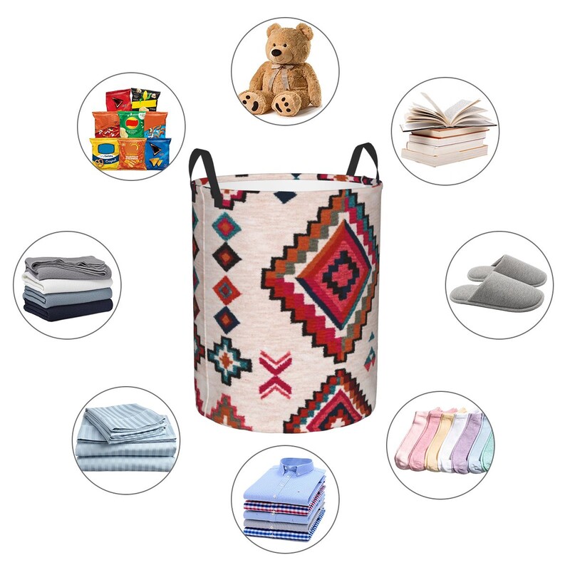 Austrumu tradicionālā lauku māja senlaicīgs bohēmijas stila veļas grozs Boho apģērbu rotaļlietu glabāšanas tvertne bērnudārzam