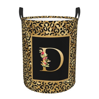 Kohandatud leopardimustriline kiri pesukorv, kokkupandav riiete kaitse beebi lastele mänguasjade hoiukott