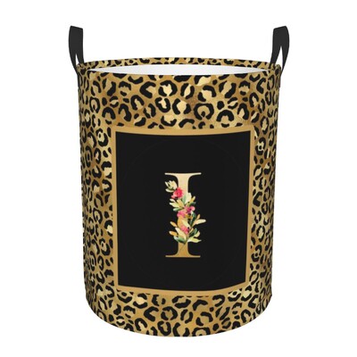 Kohandatud leopardimustriline kiri pesukorv, kokkupandav riiete kaitse beebi lastele mänguasjade hoiukott