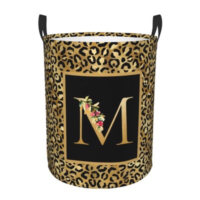 Kohandatud leopardimustriline kiri pesukorv, kokkupandav riiete kaitse beebi lastele mänguasjade hoiukott