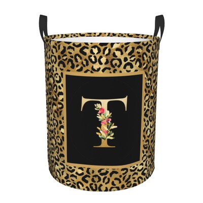 Kohandatud leopardimustriline kiri pesukorv, kokkupandav riiete kaitse beebi lastele mänguasjade hoiukott