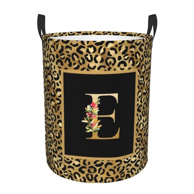 Kohandatud leopardimustriline kiri pesukorv, kokkupandav riiete kaitse beebi lastele mänguasjade hoiukott