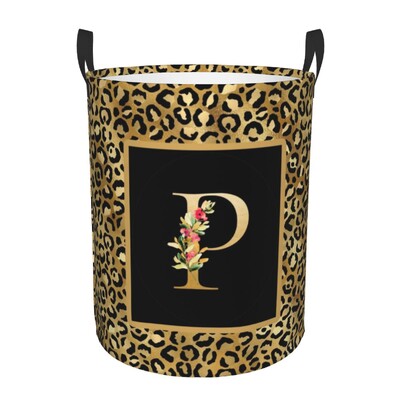 Kohandatud leopardimustriline kiri pesukorv, kokkupandav riiete kaitse beebi lastele mänguasjade hoiukott