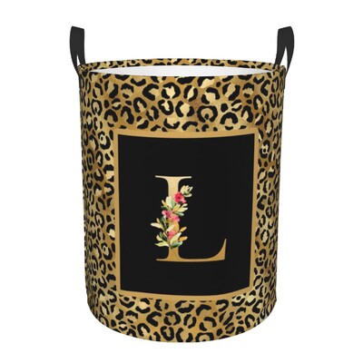 Kohandatud leopardimustriline kiri pesukorv, kokkupandav riiete kaitse beebi lastele mänguasjade hoiukott