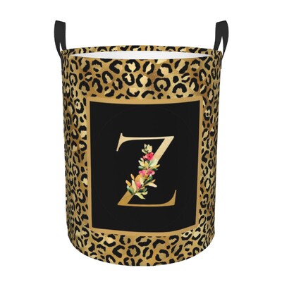 Kohandatud leopardimustriline kiri pesukorv, kokkupandav riiete kaitse beebi lastele mänguasjade hoiukott