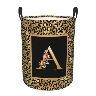 Kohandatud leopardimustriline kiri pesukorv, kokkupandav riiete kaitse beebi lastele mänguasjade hoiukott