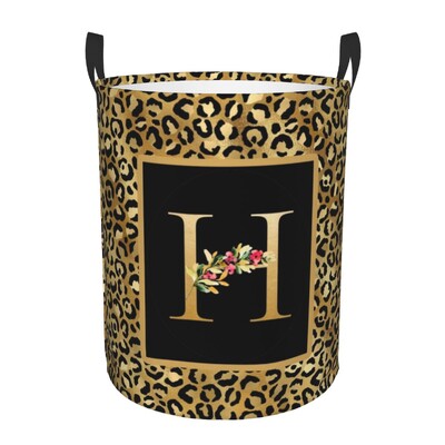 Kohandatud leopardimustriline kiri pesukorv, kokkupandav riiete kaitse beebi lastele mänguasjade hoiukott