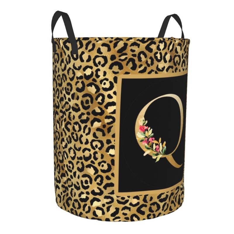 Kohandatud leopardimustriline kiri pesukorv, kokkupandav riiete kaitse beebi lastele mänguasjade hoiukott