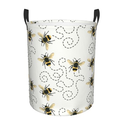Mesilased ja lilled pesukorv Kokkupandav suure mahutavusega riiete hoiukast Honey Bee Baby Hamp