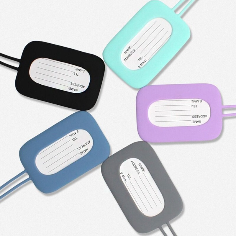 Силиконов етикет за багаж Мъже Жени Име на куфар Етикет за багаж Защита от изгубване Водоустойчиви етикети за самолет Аксесоари за пътуване