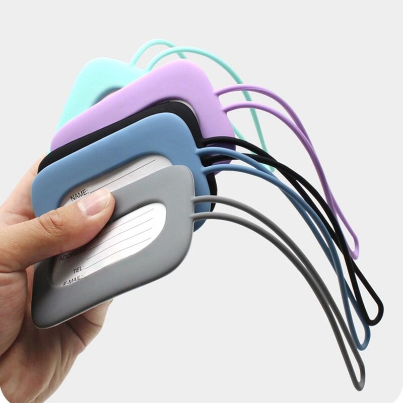 Силиконов етикет за багаж Мъже Жени Име на куфар Етикет за багаж Защита от изгубване Водоустойчиви етикети за самолет Аксесоари за пътуване
