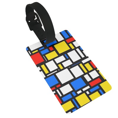 Piet Mondrian összetétel 2 poggyászcímkék bőrönd kiegészítők utazási poggyász beszállócímke Hordozható címketartó azonosító Név Cím