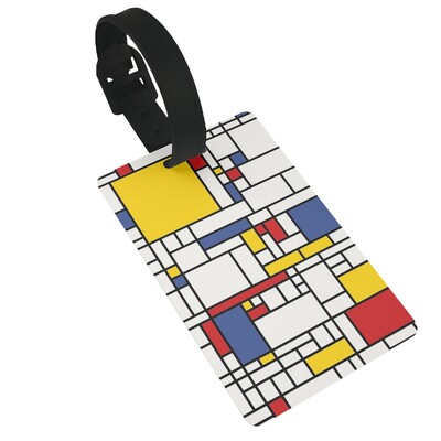 Piet Mondrian összetétel 2 poggyászcímkék bőrönd kiegészítők utazási poggyász beszállócímke Hordozható címketartó azonosító Név Cím
