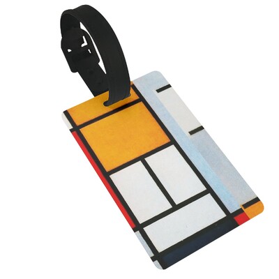 Piet Mondrian összetétel 2 poggyászcímkék bőrönd kiegészítők utazási poggyász beszállócímke Hordozható címketartó azonosító Név Cím