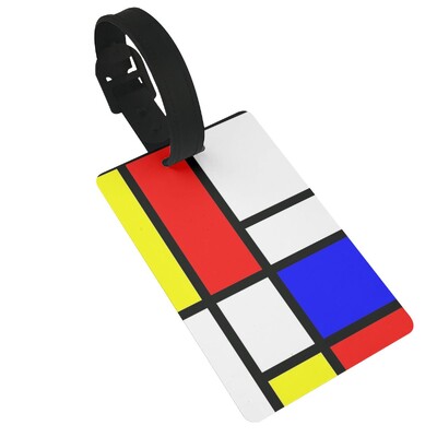 Piet Mondrian összetétel 2 poggyászcímkék bőrönd kiegészítők utazási poggyász beszállócímke Hordozható címketartó azonosító Név Cím