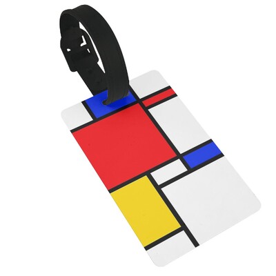 Piet Mondrian összetétel 2 poggyászcímkék bőrönd kiegészítők utazási poggyász beszállócímke Hordozható címketartó azonosító Név Cím