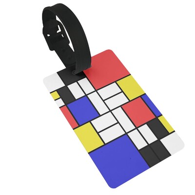 Piet Mondrian összetétel 2 poggyászcímkék bőrönd kiegészítők utazási poggyász beszállócímke Hordozható címketartó azonosító Név Cím