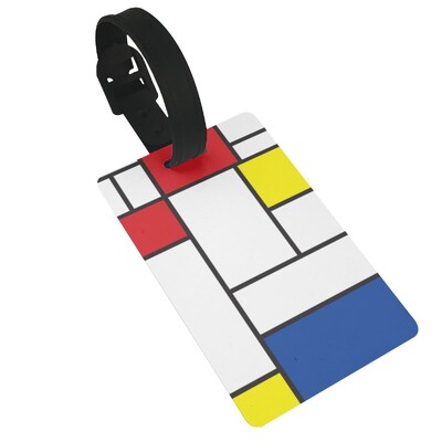 Piet Mondrian összetétel 2 poggyászcímkék bőrönd kiegészítők utazási poggyász beszállócímke Hordozható címketartó azonosító Név Cím