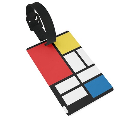 Piet Mondrian összetétel 2 poggyászcímkék bőrönd kiegészítők utazási poggyász beszállócímke Hordozható címketartó azonosító Név Cím