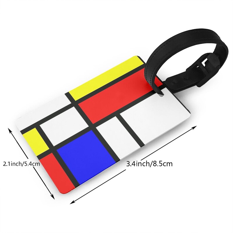 Piet Mondrian összetétel 2 poggyászcímkék bőrönd kiegészítők utazási poggyász beszállócímke Hordozható címketartó azonosító Név Cím