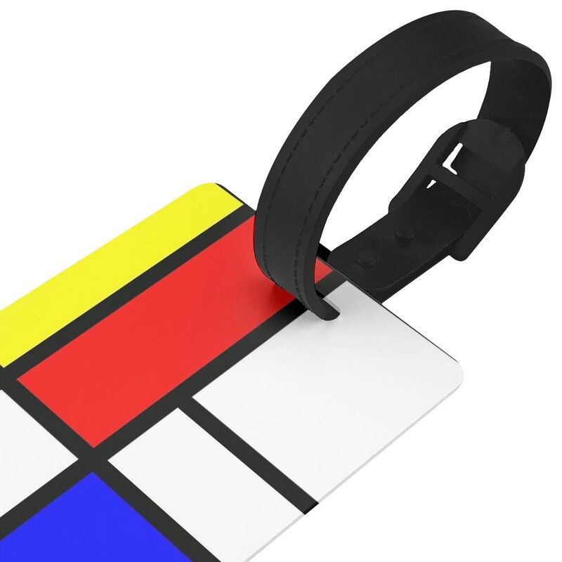 Piet Mondrian összetétel 2 poggyászcímkék bőrönd kiegészítők utazási poggyász beszállócímke Hordozható címketartó azonosító Név Cím