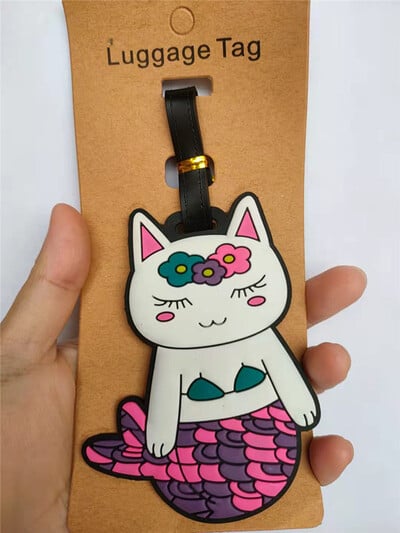 Crtani mačka sova sirena Oznake za prtljagu Držač za kovčeg Putni pribor ID adresa Silikagel Prijenosna naljepnica Oznaka za pseću prtljagu