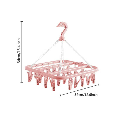 Ruhaszárító vállfa 32 kapcsos / 8 kapcsos zokni Fehérnemű szárítás Összehajtható ruha akasztó állvány