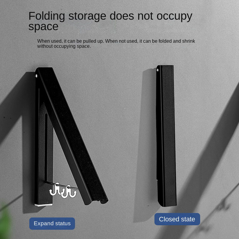 Falra szerelhető összecsukható ruhaszárító rúd kültéri erkély láthatatlan fogasok hely alumínium ruhatartó otthoni fürdőszobai kiegészítők