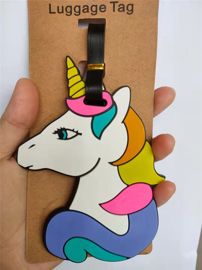 Rajzfilm Flamingó Unikornis Csomagcímkék Bőröndtartó Utazási Kiegészítők Azonosítók Címek Szilikagél Hordozható Címke Állati poggyászcímke