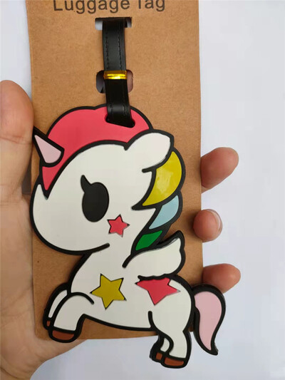 Rajzfilm Flamingó Unikornis Csomagcímkék Bőröndtartó Utazási Kiegészítők Azonosítók Címek Szilikagél Hordozható Címke Állati poggyászcímke