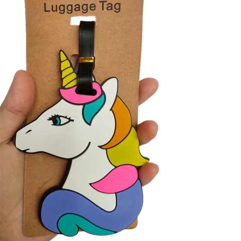 Rajzfilm Flamingó Unikornis Csomagcímkék Bőröndtartó Utazási Kiegészítők Azonosítók Címek Szilikagél Hordozható Címke Állati poggyászcímke