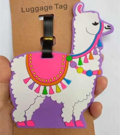 Cartoon Camel Alpaca Batožinové visačky Držiak na kufor Cestovné doplnky ID Address Silica Gel Prenosný štítok Zvieracia batožinová visačka