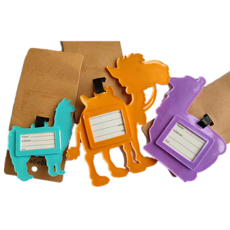 Cartoon Camel Alpaca Batožinové visačky Držiak na kufor Cestovné doplnky ID Address Silica Gel Prenosný štítok Zvieracia batožinová visačka