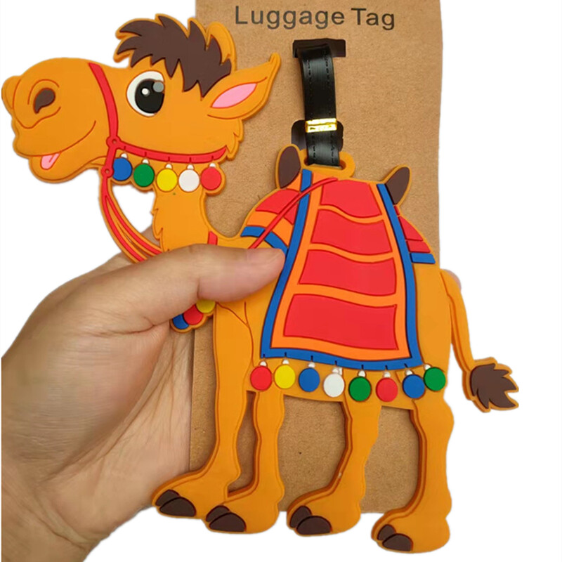 Cartoon Camel Alpaca Batožinové visačky Držiak na kufor Cestovné doplnky ID Address Silica Gel Prenosný štítok Zvieracia batožinová visačka