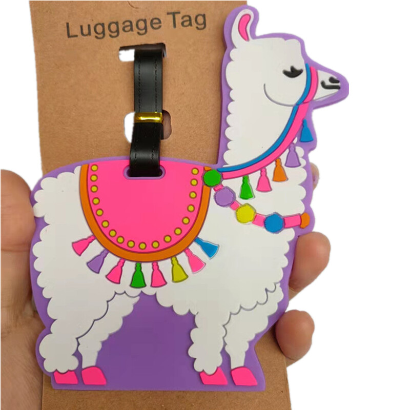 Cartoon Camel Alpaca Batožinové visačky Držiak na kufor Cestovné doplnky ID Address Silica Gel Prenosný štítok Zvieracia batožinová visačka