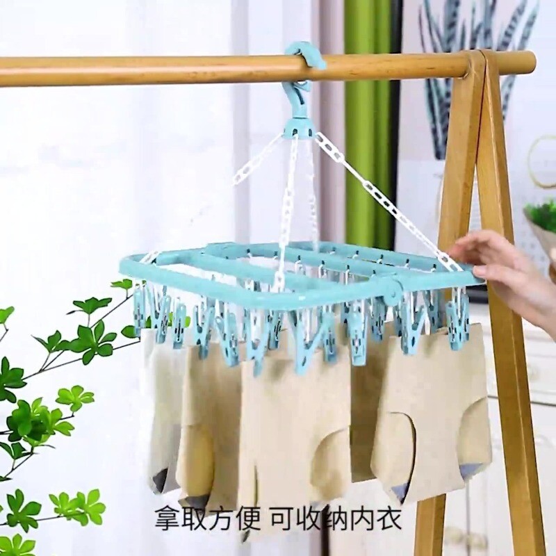 32 Clips Drabužių džiovinimo kabykla PP Vėjo nepraleidžiantis skalbinių segtukas apatiniams Kojinėms Buitinės sulankstomos daugiafunkcinės skalbinių lentynos