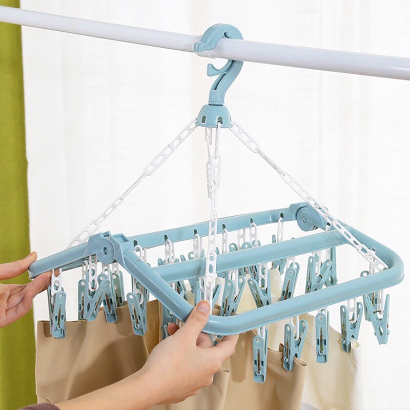 32 Clips Drabužių džiovinimo kabykla PP Vėjo nepraleidžiantis skalbinių segtukas apatiniams Kojinėms Buitinės sulankstomos daugiafunkcinės skalbinių lentynos
