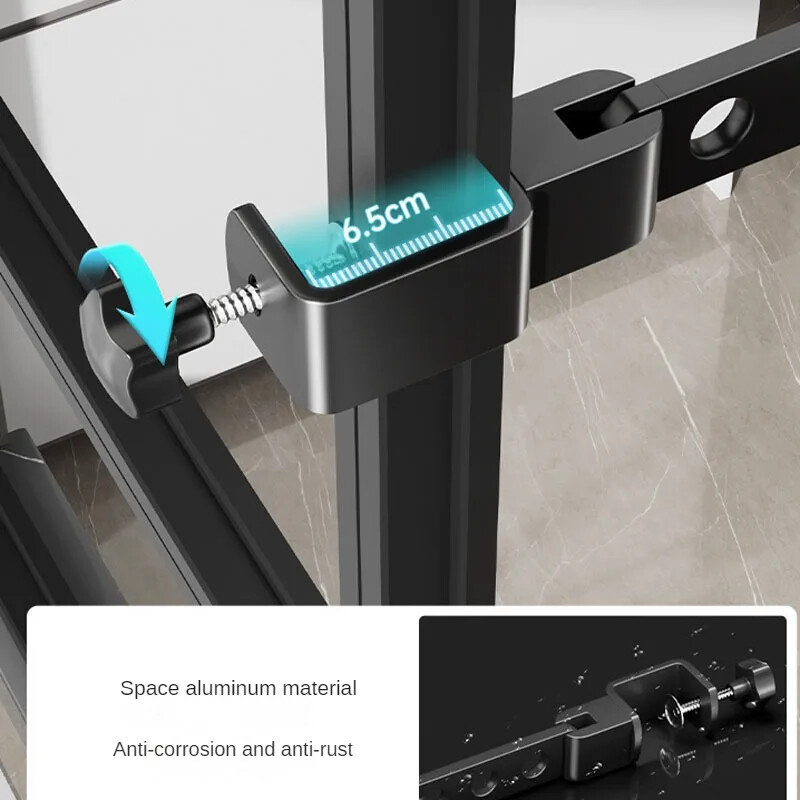 Suport de haine pliabil, rotativ, negru Umerașe pentru haine Umeraș montat pe perete Suport de uscare Organizare pentru haine din aluminiu care economisește spațiu