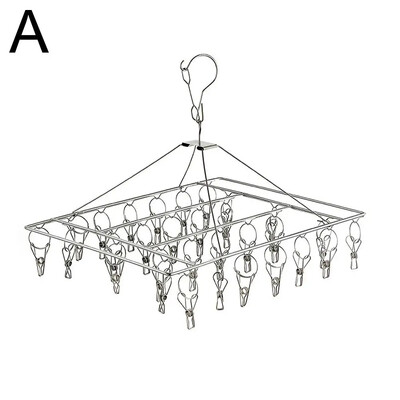 Rozsdamentes acél zoknitartó Szélálló ruhacsipesz Mosodacsipesz Szárító Melltartó akasztó Ruhakötél állvány Zoknikampó Ruhatörölköző I0T8