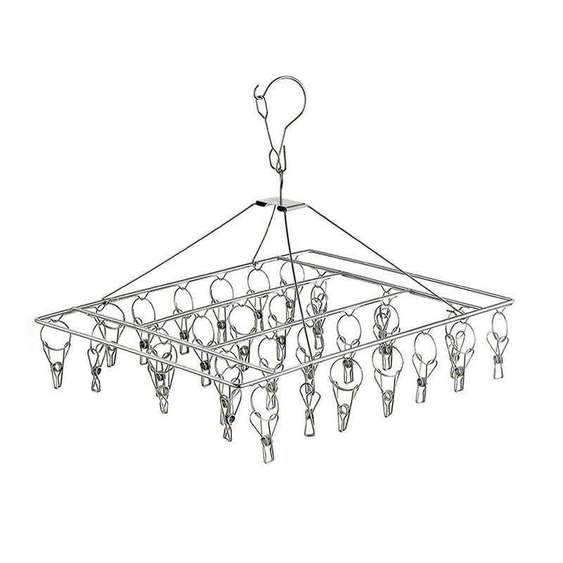 Rozsdamentes acél zoknitartó Szélálló ruhacsipesz Mosodacsipesz Szárító Melltartó akasztó Ruhakötél állvány Zoknikampó Ruhatörölköző I0T8