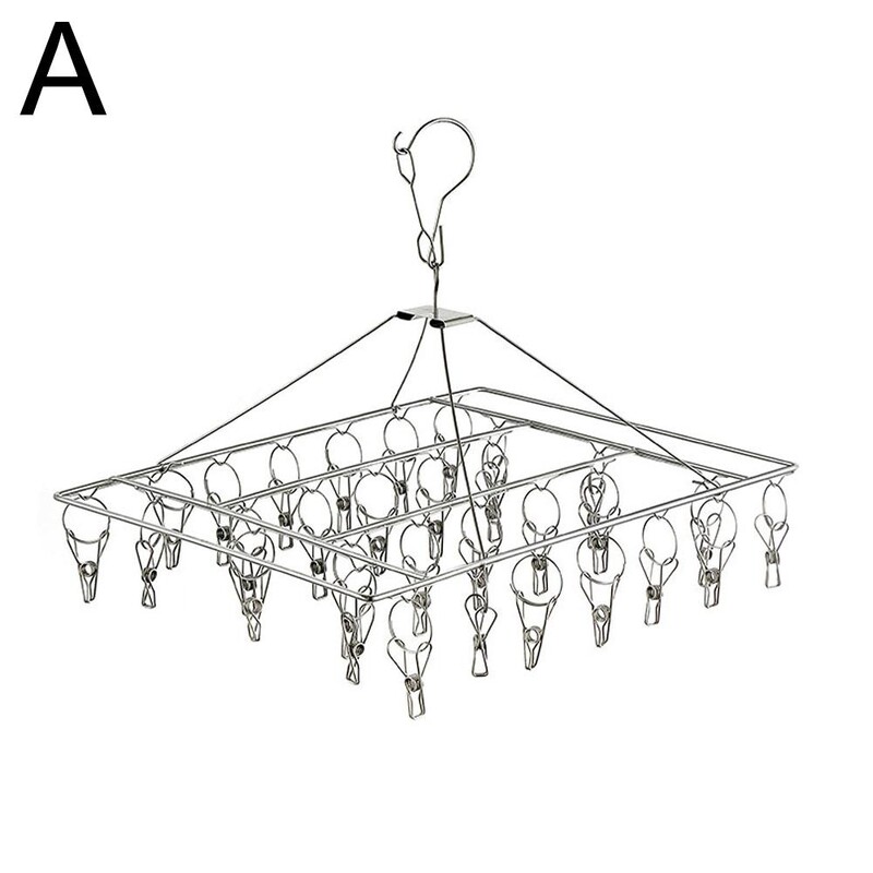 Rozsdamentes acél zoknitartó Szélálló ruhacsipesz Mosodacsipesz Szárító Melltartó akasztó Ruhakötél állvány Zoknikampó Ruhatörölköző I0T8