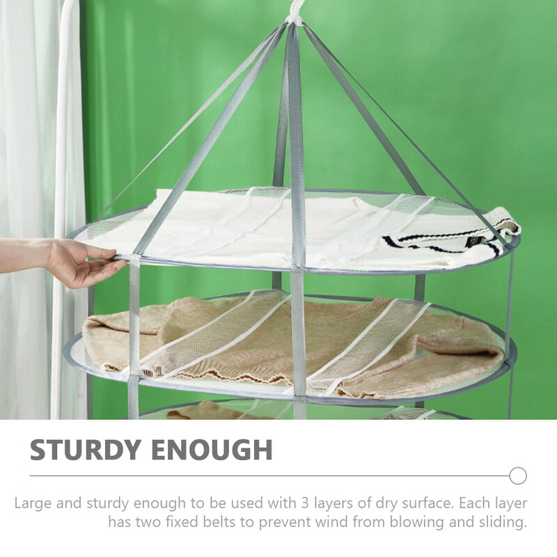 Uscător de pulovere suspendat Suport de uscare cu trei niveluri Îmbrăcăminte pliabilă Suport durabil cu 3 straturi