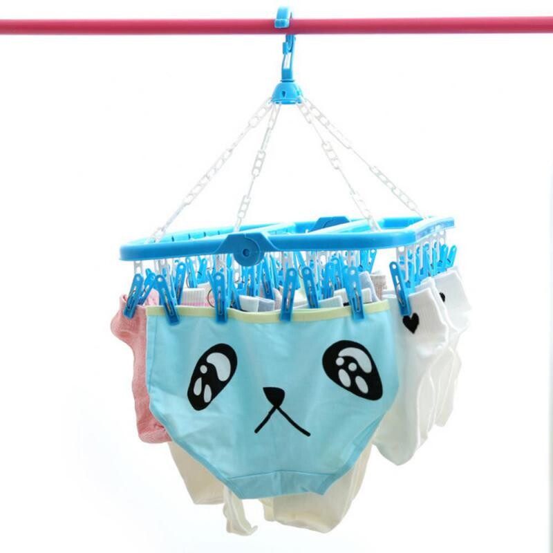 32 Clips Sulankstomi rūbų džiovykla Kabykla Neperpučiama vėjo kojinės Apatiniai džiovinimo lentynos Namų ūkis Vaikai Suaugusieji Sandėliavimas Skalbinių Kabykla Nauja