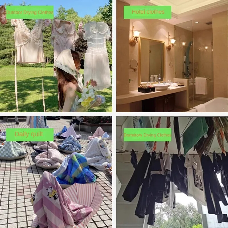 Kihúzható ruhaszárító kötél kültéri hordozható ruhakötél tároló ruhazsinór ruhaszárító zsinór kempingezéshez